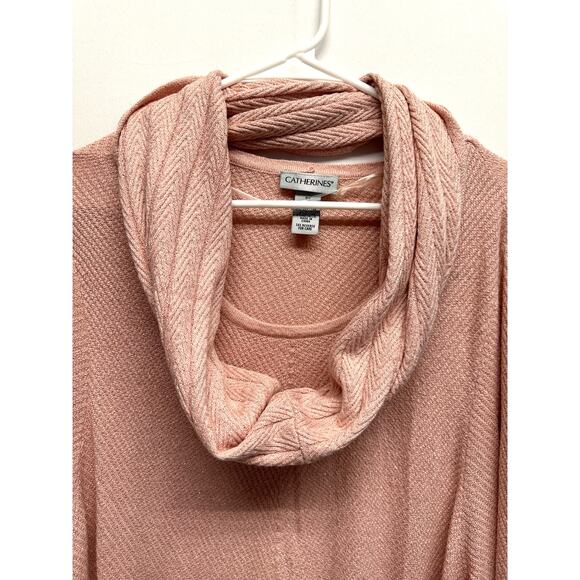 Catherine's 3X Women Metallic Pink Sweater w Circle Scarf Holiday - Picture 3 of 7